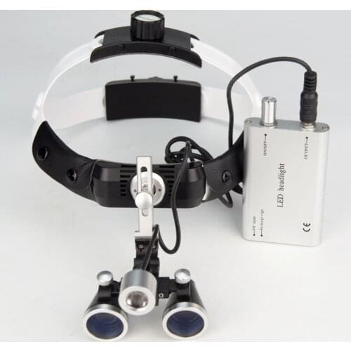 Dental Loupe 2.5X 3.5X Headband Magnifying Glass Surgery Head-mounted Magnifier with LED light