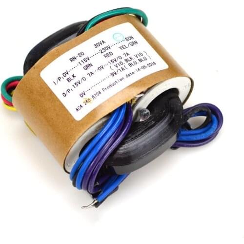 1pc R Type Transformer 30W 0V-115V-230V-SCN(Shielded Wire) 30VA Double 9V 12V 15V 18V 24V 79×68×40（mm）For Audiophile Design