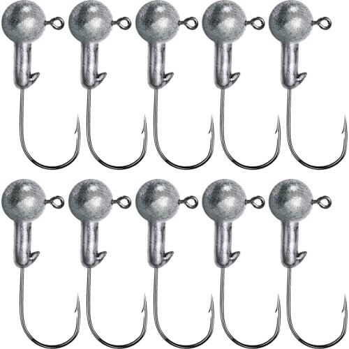 10pcs Crank Jig Round Ball Head Hook Jigs Bait Soft Worm for Perch Fishing Anti-slip Safety Fishing Hooks Universal Fishing Hook