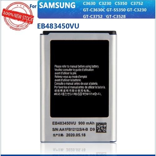 100% Original EB483450VU For Samsung GT-C3630 GT-S5350 C3752 GT-C3592 GT-C3230 GT-C3752 GT-C3528 C3630 C3230 C5350 4.8 900mAh