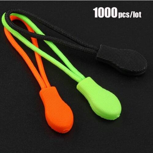 1000Pcs Wholesale Three Color Cord Zipper Pull Apparel Bag Backpack Accessories DIY Zipper Head Cord Rope Strap Lariat Slider