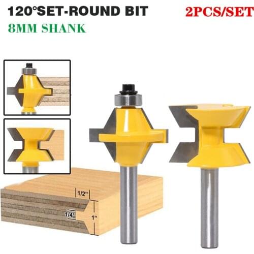 2pcs/set 8mm Shank Matched Tongue & V Groove Floor Wood Router Bit With Ball Bearings Tungsten Carbide Cutters For Wood