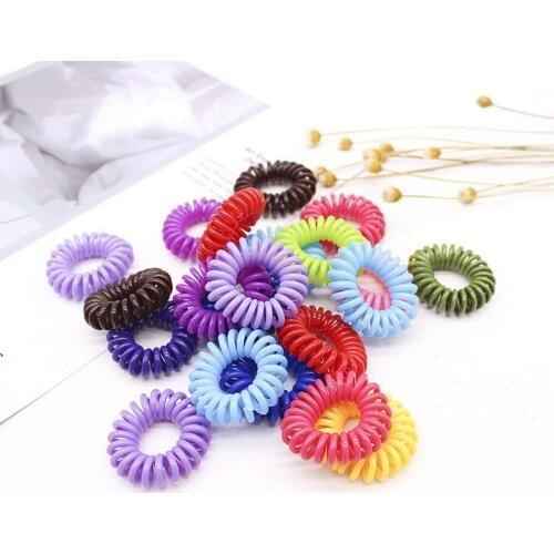 20bag 100pcs/bag Telephone Wire Line Cord Invisi Traceless Head Colorful Rope Spiral Shape Hair Ring Scrunchy Gum Headwear