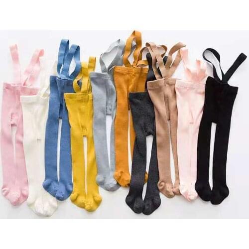 2020 Baby Girl Boys Solid Color Breathable Infant Suspender Pantyhose High Waist Navel Protection Leggings 0-3T Toddler Clothing