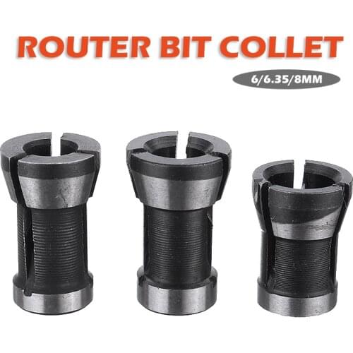 3PCS 6/ 6.35/ 8mm Router Bit Collet Chucks Trimming Machine Router Milling Cutter Holder Accessories