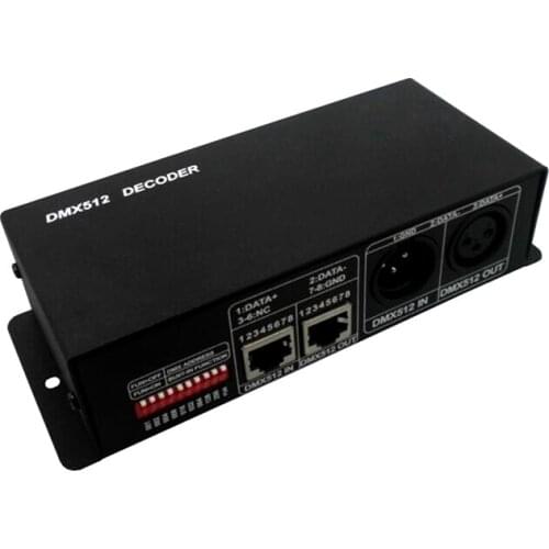 4 Channels DMX512 DMX controller (RGB); DMX LED Decoder Dimmer; DC12~24V input; Output:4A*4channels, out power:12V