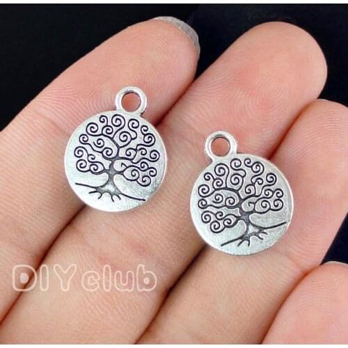50pcs-Antique Silver / Gold Tree Of Life Charms Pendant, Life Tree Charms 19x15mm
