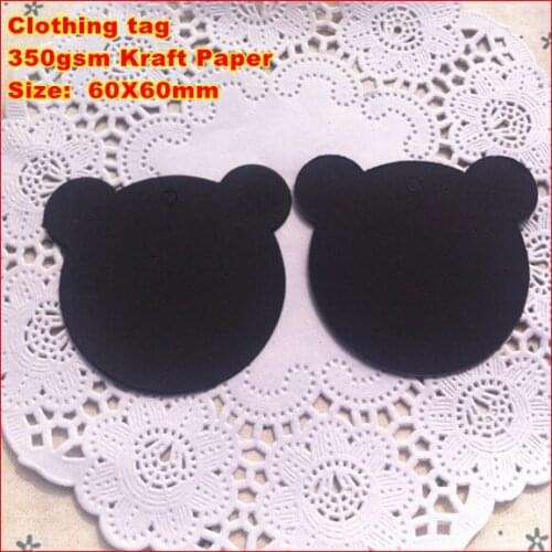 500PCS 60X60mm doll head tags Black Kraft Paper Hang Tags,Bookmark Garment Price Labels,/ Clothing tag