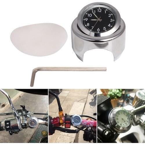 7/8" 1" Motorcycle Handlebar Chrome Dial Quartz Clock Luminous Clock For Yamaha Honda Suzuki For Victory Kawasaki KTM BMW Etc