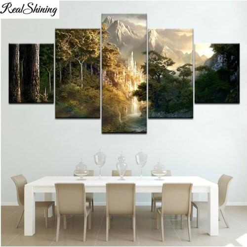 5 piece Diamond embroidery Sunset Forest elk 5 d diamond painting full drill 3d Diamond mosaic cross stitch F844