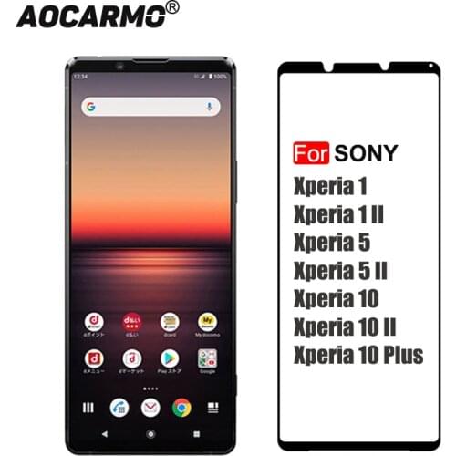 Aocarmo 2.5D 0.26mm 9H Full Glued Silkscreen Tempered Glass Screen Display Protector Film For Sony Xperia 11II 5 II 10 Plus 10II