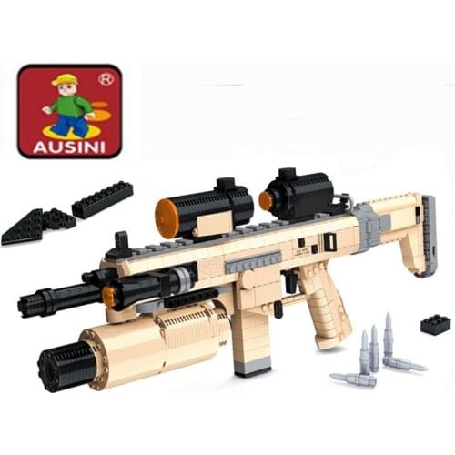AUSINI 767PCS Gun Model Building Blocks Assembled Toy Gun Diy Gun Block Models Toy Children Educational Military toys Gift