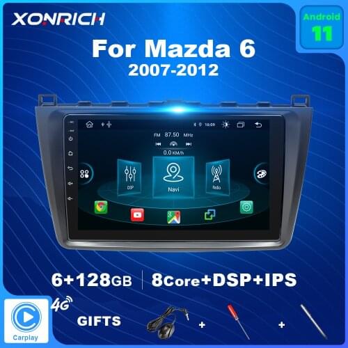 6GB+128GB Carplay Android 10 Car Radio Multimedia For Mazda 6 2007 2008 -2012 Navigation GPS Video Player DSP IPS No 2 Din DVD