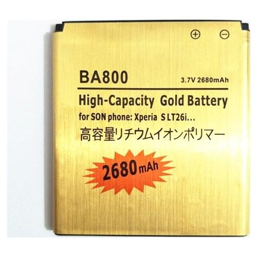 AZK Gold 2680mAh BA800 BA 800 battery for Sony Ericsson Xperia S LT25i Xperia V LT26i AB-0400 BA800 LT25c LT26ii SO-02D Battery
