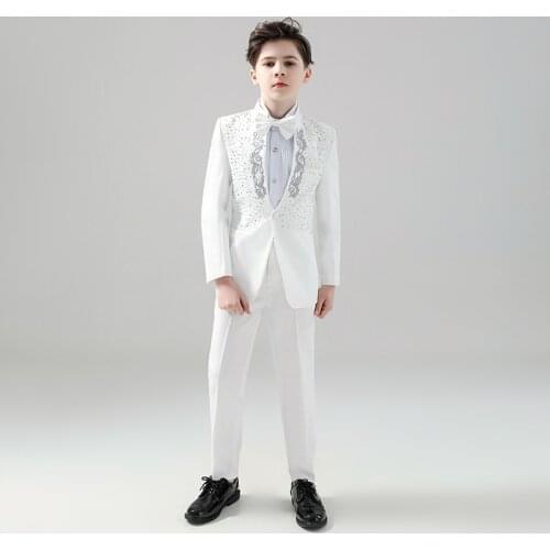 Baby Boy Flower Girl Dress Suit Child Model Catwalk Piano Costume Handsome British Baby Suit Small Suit Child Clothes Formal