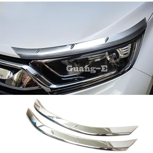 For Honda CRV CR-V 2017 2018 2019 2020 Car Styling Cover ABS Chrome Head Front Light Eyebrow Head Lamp Hood Guard Frame 2pcs