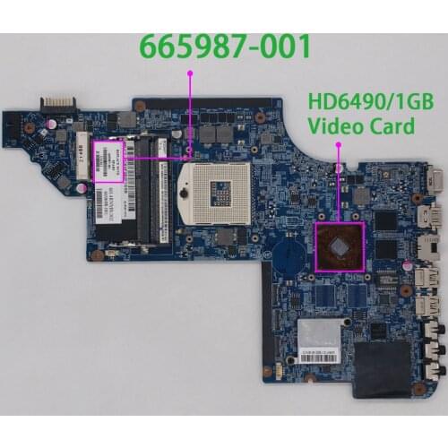 For HP Pavilion DV7 DV7-6000 Series DV7T-6C00 DV7T-6B00 665987-001 w HD6490/1G GPU PC NoteBook Laptop Motherboard Mainboard