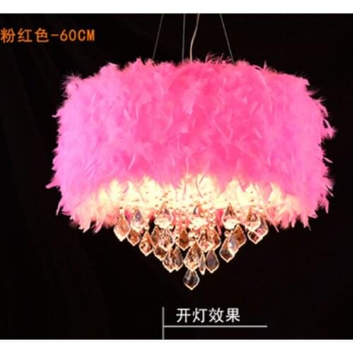 European post modern crystal romantic E27 bulb chandeliers nordic creative feather dinning room remote control chandelier lamps