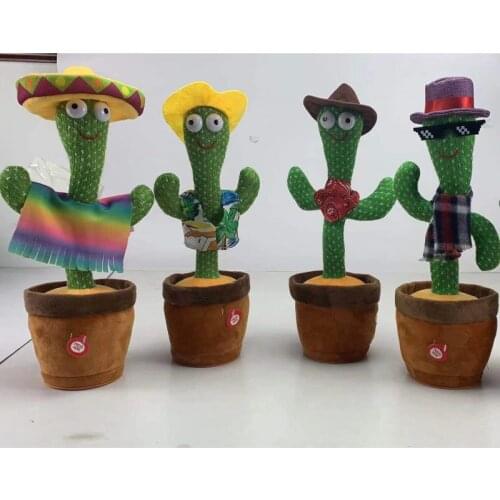 Talking Dancing Cactus USB Charging Shake Plush Toy Lovely Childhood Education Doll Repeat Home Decor Decoration Accessories