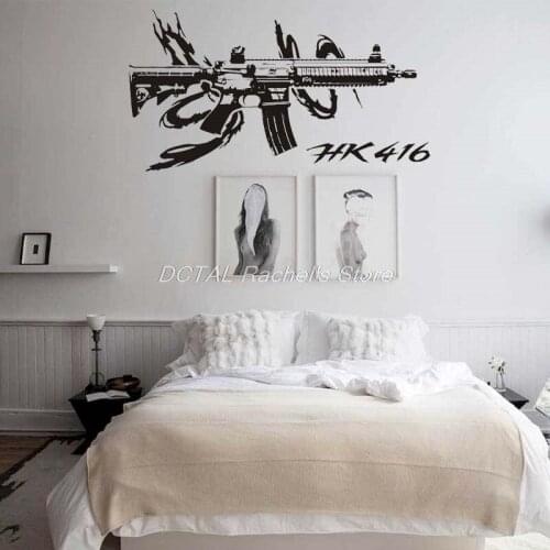 HK416 Wall Sticker Heckler & Koch Assault Rifle Decal German Army Vinyl Sticker Murals For Room Decoration