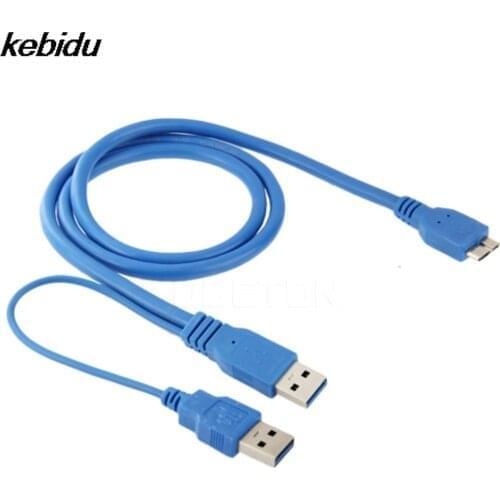 Kebidu Dual USB 3.0 A to Micro-B USB 3.0 Y Cable for Samsung Galaxy Note 3 III N9000 for HDD Case Computer Cable Connector 50cm