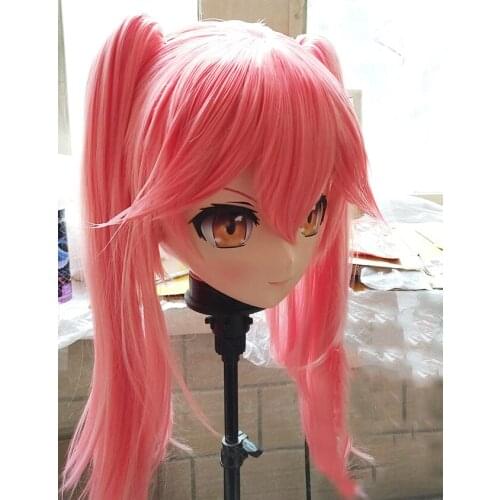 KM120) Handmade Female Resin Crossdress Pretty Girl 3/4 Head Lolita Doll Mask Japanese Anime Cosplay Kigurumi Mask Crossdresser