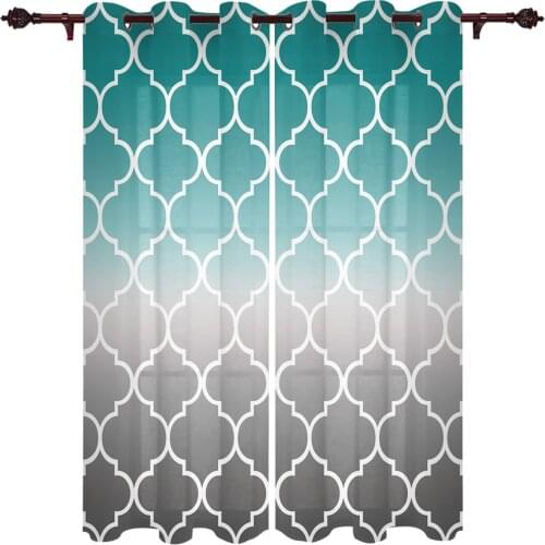 Moroccan Turquoise Gradient Modern Curtains for Living Room Luxury Window Treatments Bedroom Kitchen Curtains Drapes