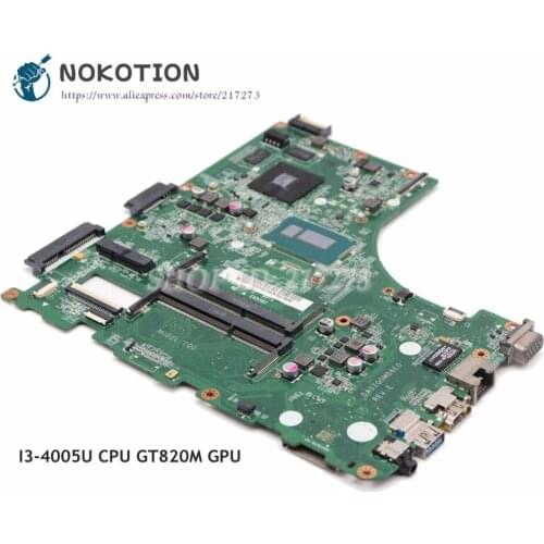 NOKOTION For Acer aspire V3-472 V3-472P Laptop Motherboard DA0ZQ0MB6E0 NBV9T11006 MAIN BOARD I3-4005U CPU GT820M GPU