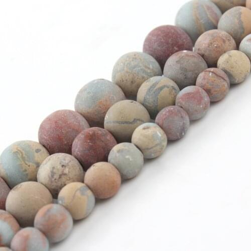 Matte Natural Stone Shoushan Snakeskin Stone Jasper 4/6/8/10/12mm Round Beads for Jewelry Making DIY Bracelet Necklace 15 inches