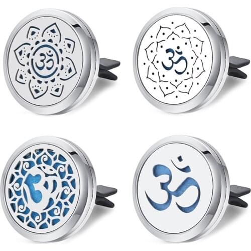 Yoga Stainless Steel Locket Car Clips Accessories Essential Oil Aromatherapy Diffuser Locket Pendant Car Diffusers Yoga Pendant
