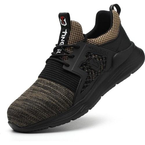 2021 New Breathable Men Safety Shoes Steel Toe Non-Slip Work Boots Indestructible Shoes Puncture-Proof Work Sneakers Men