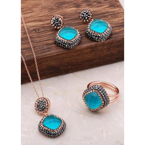 Akua Marin Rose Silver Set 2064Hand Made Silver Jewellery Set