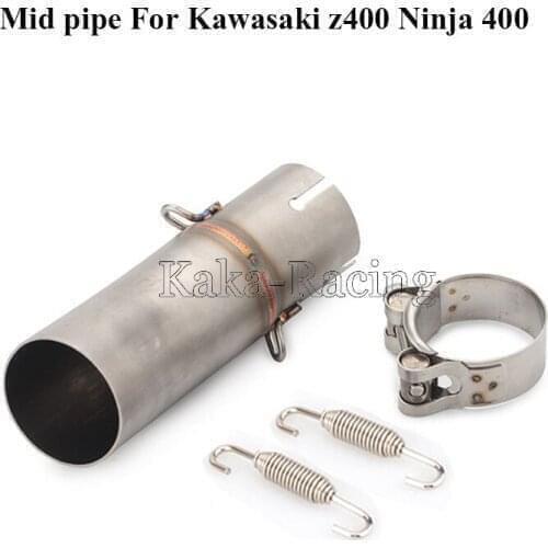 Ninja400 Motorcycle Exhaust Mid Pipe Middle Link Tube Stainless Steel Without Muffler For Kawasaki Z400 Ninja 400 2017 2018 2019