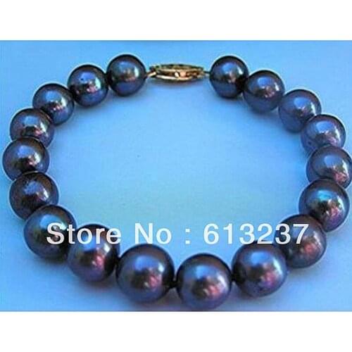 New TAHITIAN BLACK PEARL 8-9mm loose beads handmade jewlry bracelet 7.5" AAA MY4513