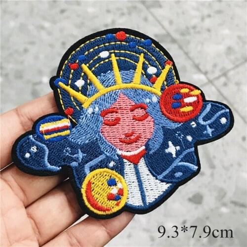 Single Sale Telescope Alien UFO Embroidered Patches Applique Iron on Badge Garment Apparel DIY Clothing Accessories Repair Badge