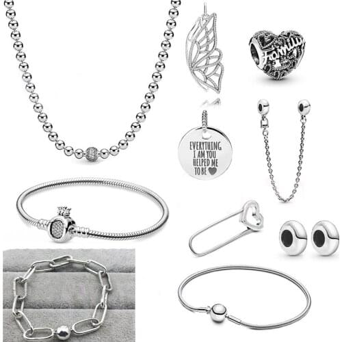 Autumn New Fashion Me Link Safety Pin Brooch Chain Butterfly Pendant Family Heart Original Women DIY Jewelry Gift