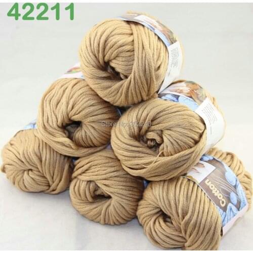 LOT of 6 Balls X 50g Special Thick Worsted Cotton Knitting Yarn Sand 2211