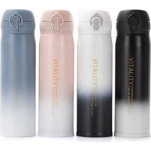 Portable 450ml Thermoses Bottle For Tea Vacuum Flask Thermoses Stainless Steel Straight Cup Thermoses Mug Women Mini Thermocup