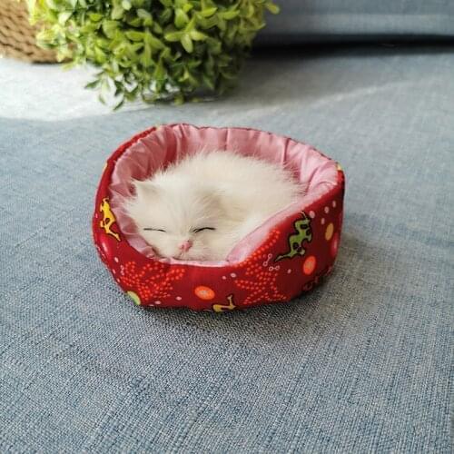 Realistic Mini Sleeping Cat Toy For Kids Lifelike Kitten Doll Home Furnishings Decoration Ornament Early Education Cognition