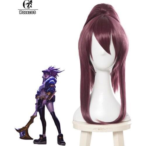 ROLECOS Game LOL Cosplay Hair K/DA Akali Cosplay Headwear Group KDA 50cm Short Purple Heat Resistant Synthetic Cosplay Hair