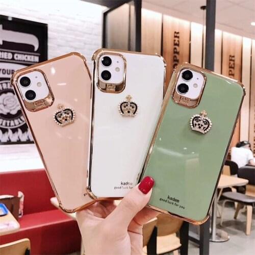 Luxury 3D Inlaid Rhinestone Crown Phone case For IPhone 11 Pro Max XR XS X XS Max 7 8 Plus electroplate Silicone soft back cover