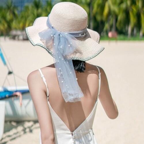 Mesh Bowknow Elegant Summer Wide Brim Straw Hat For Women 2020 Korean Fashion Outdoor Beach Sun Hat Panama Hats Chapeu Feminino