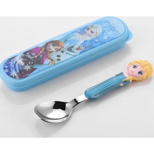 Disney Stainless Steel Cartoon Kids Minnie Soup Spoon Children Tableware Dinnerware Baby Feeding Cutlery Disney Series