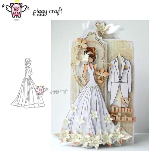 Piggy Craft metal cutting dies cut die Long skirt girl woman Scrapbook paper craft album card punch knife art cutter die