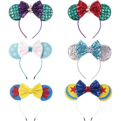 Disney Little Mermaid Girls Headband Style Ears Hair-Accessories Women Headdress Head Band Party Cosplay Costume Headwear