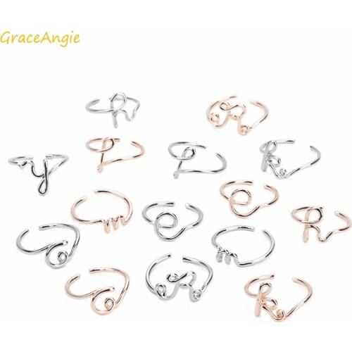26 Letters Design Ring Women Simple Alloy Name Ring Adjustable Size Female Statement Party Jewelry