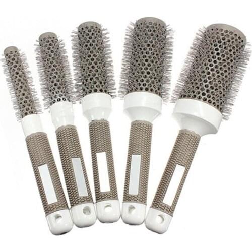 1PC Eramic Ion Hair Brush Nano Thermal High Temperature Resistant Round Barrel Comb Salon Hairdressing Drying Curling Hair Tool