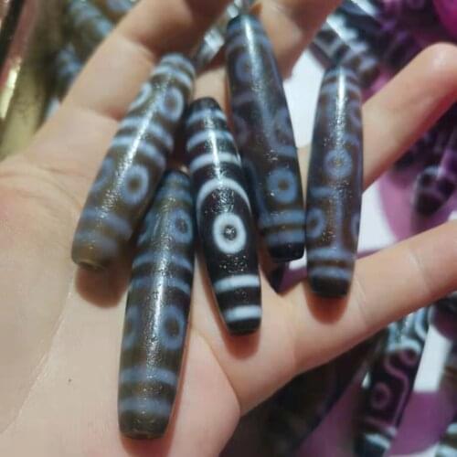 1pcs/lot old nine-eyed heaven and earth black agate dzi bead natural accessories gem jewelry wholesale folk-custom Dark brown