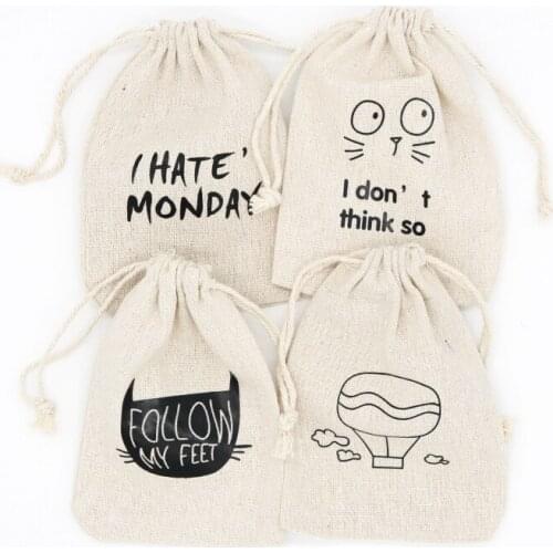 10pcs Fashion Jewelry Packaging Display Drawable Cotton Bags 10x14cm DIY Pattern Decoration Cotton Bags Many delicate Patterns