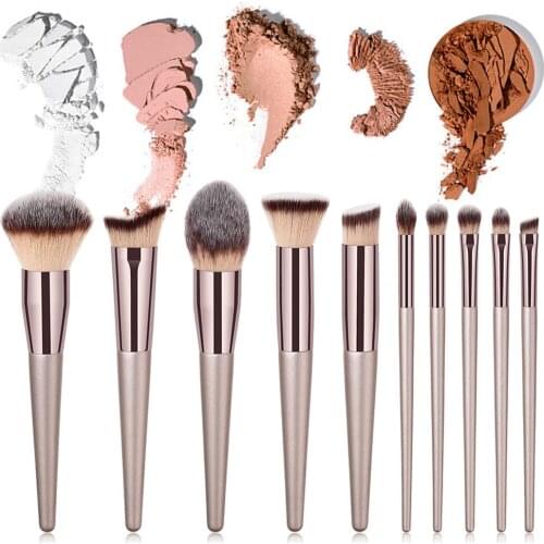 10PCS Per Set Makeup Brush Makeup Tool Champaign Gold Loose Powder Eyeshadow Brush Set High Quality Professional Makeup Tool